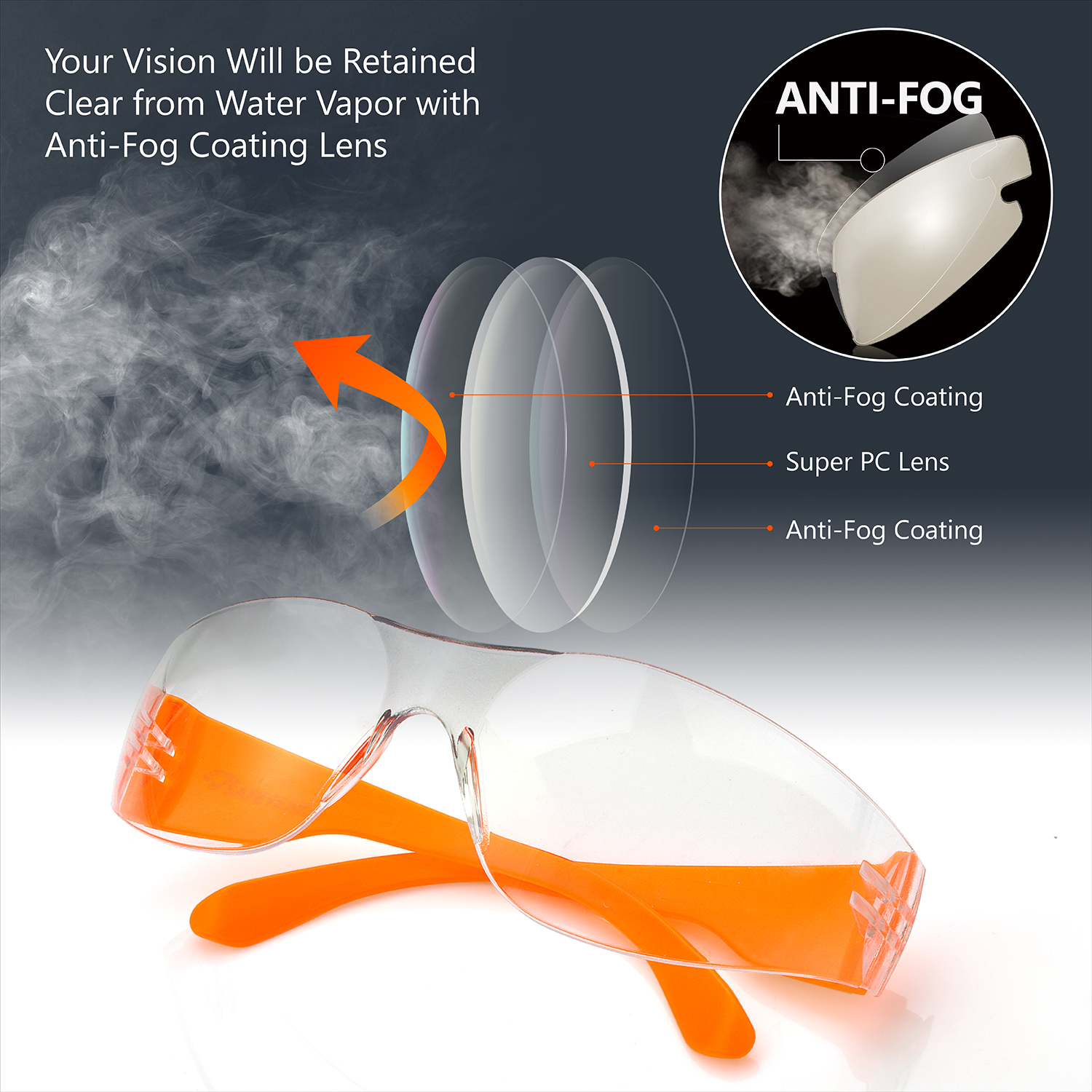 Okulary ochronne do ochrony oczu SG001 pomarańczowe