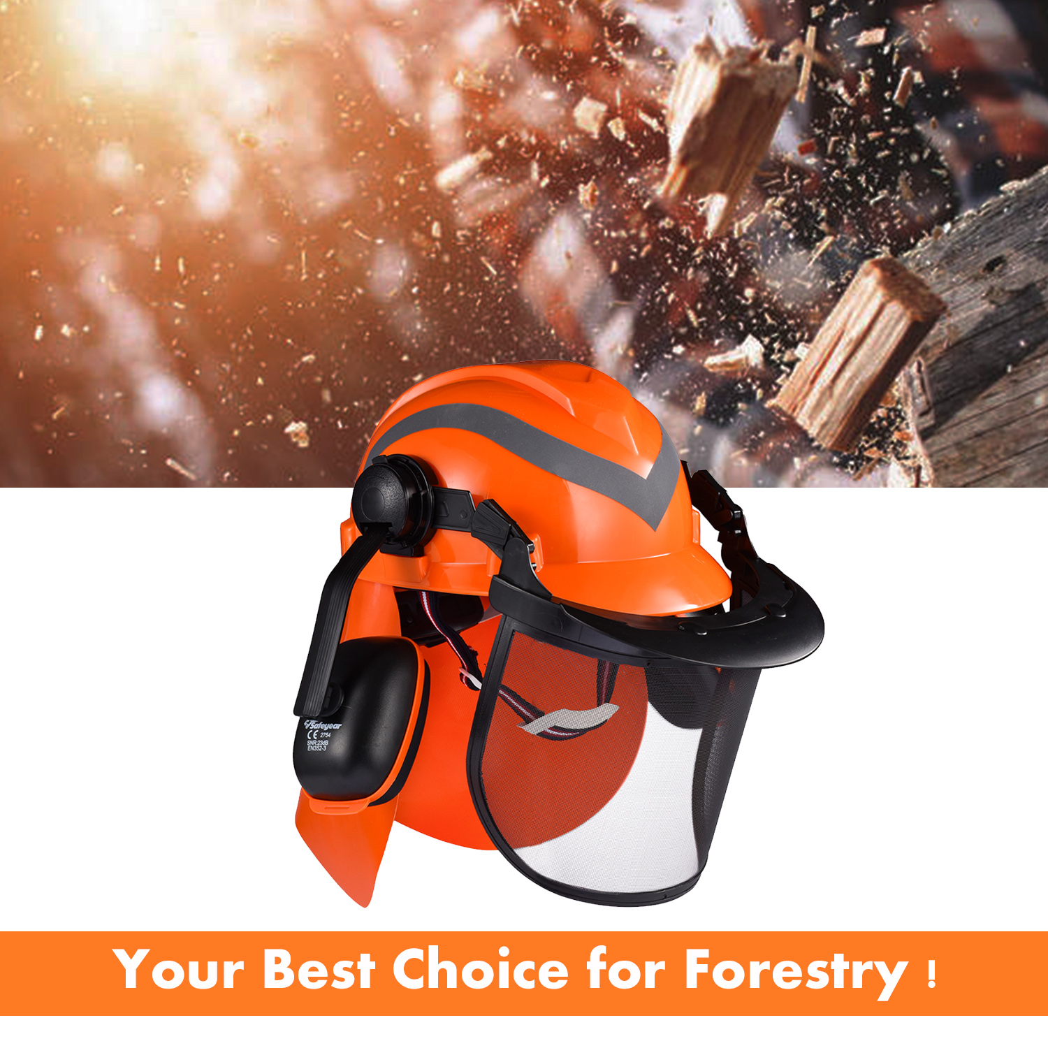 Forest Helmets & Face Shield Protection Hat M-5009 Pomarańczowy